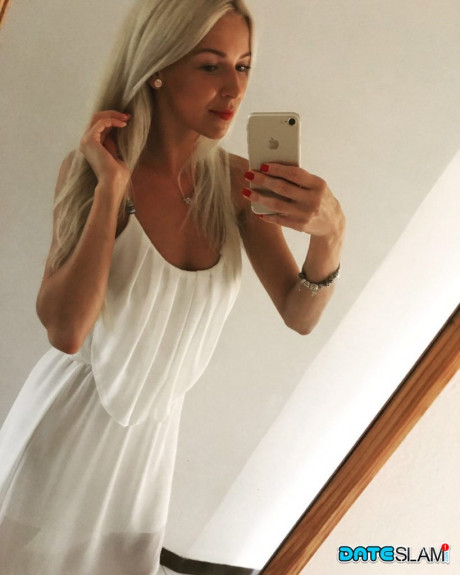 Blondy amateur from Slovenia takes safe for work selfies in a few outfits - #1184810