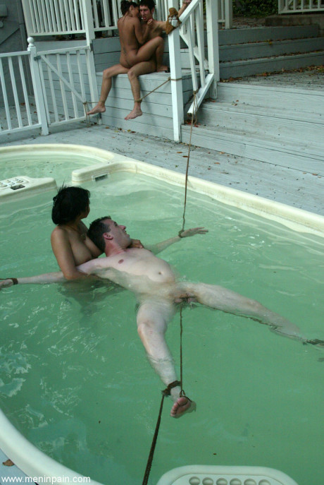 Petite latina and a pretty chinese bitch girl lady fuck several restrained sex slaves - #1192790
