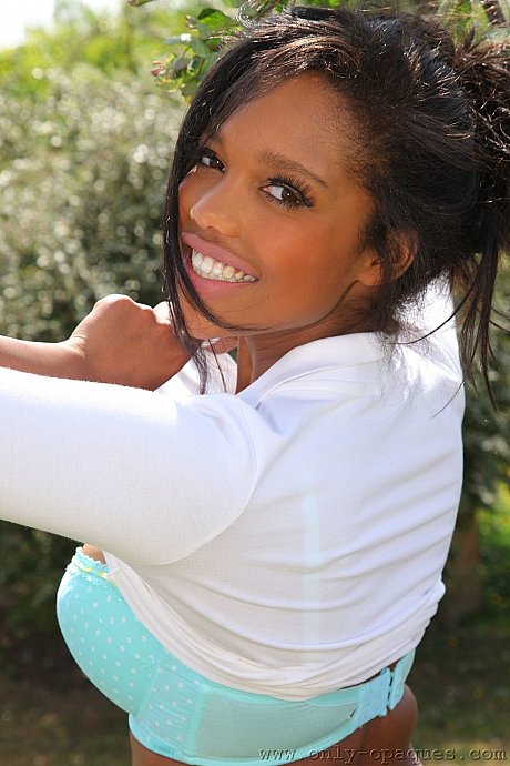 Sexy ebony Rehea reveals her hard nipples and cute lovely behind in the backyard - Image 12 of 20  in Outdoor category   featuring Rehea Watson 