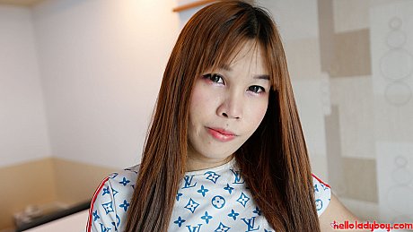 Gorgeous lovely oriental lady boy shows her gigantic booty wearing ebony underwear on her bed - Image 11 of 21  in Ladyboy category  