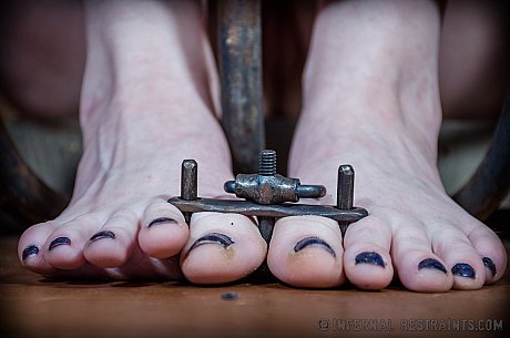 Blondy female Delirious Hunter is restrained in a variety of ways - Image 2 of 14  in Close Up category   featuring Delirious Hunter 