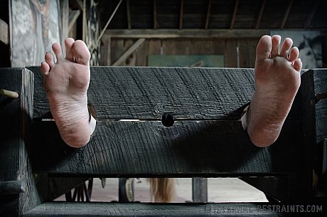 Blondy female Delirious Hunter is restrained in a variety of ways - Image 12 of 14  in Close Up category   featuring Delirious Hunter 