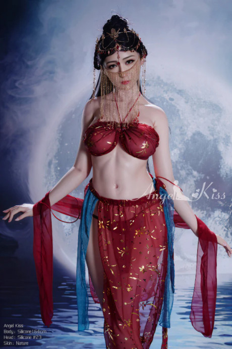 Asian silicone sex doll loses her traditional outfit and poses naked - #1245354