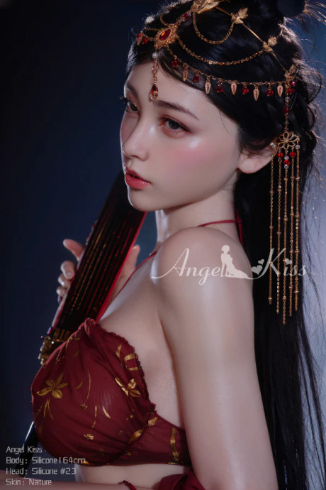 Asian silicone sex doll loses her traditional outfit and poses naked - #1245361