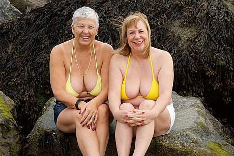 Old lesbians Speedy Bee & Speedy Bee expose their breasts while at the beach - Image 13 of 16  in Lesbian category   featuring Speedy Bee 