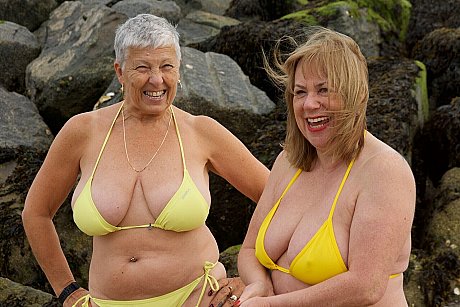 Old lesbians Speedy Bee & Speedy Bee expose their breasts while at the beach - Image 14 of 16  in Lesbian category   featuring Speedy Bee 