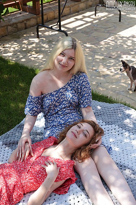 Teen lesbians Suna and Atika get each other bareback undressed in a backyard - Image 2 of 20  in Lesbian category   featuring Atika, Suna 