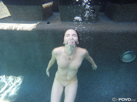 Summer Playmate named Bella Skye showing off her monstrous titties underwater - #1337297
