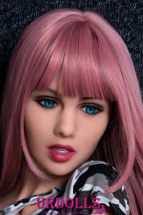 Pink-haired sex doll Blanche strips undressed before getting her boobs massaged - #1254098