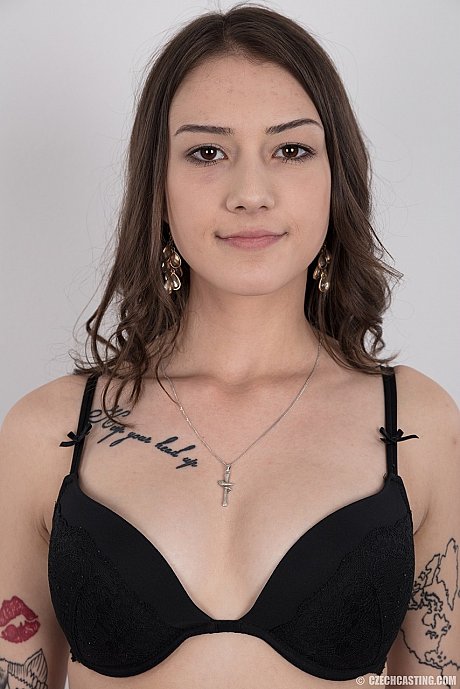 Brown eyes beauty Jolana strips to bareback her hot tattooed body for the camera - Image 6 of 20  in Close Up category   featuring Jolana 
