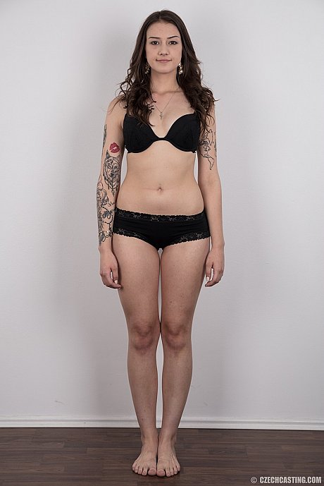 Brown eyes beauty Jolana strips to bareback her hot tattooed body for the camera - Image 7 of 20  in Close Up category   featuring Jolana 