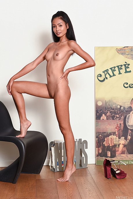 Thin oriental babe Magen shows her tiny melons and her little shaved pussy - Image 12 of 20  in Teen category   featuring Magen Hana 