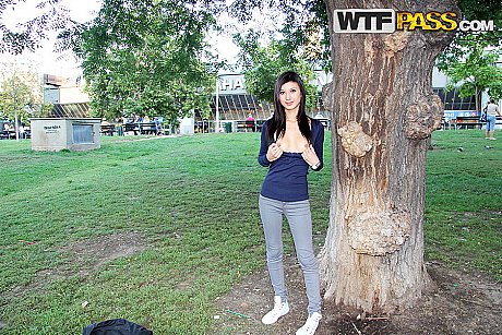 Petite brunette Moni flashes her melons before fucking in public sphere - Image 2 of 16  in Outdoor category   featuring Yvette Yukiko 