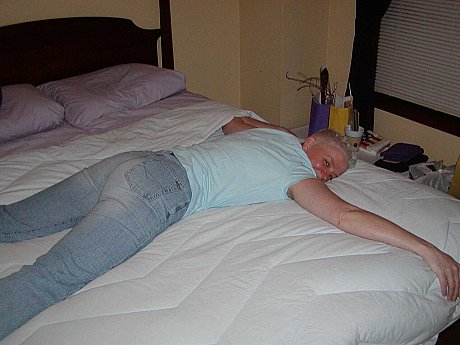 Older skank woman with short yellow-haired hair Tiffany Pearl gets undressed upon a bed - Image 2 of 16  in Pussy category   featuring Tiffany Pearl 