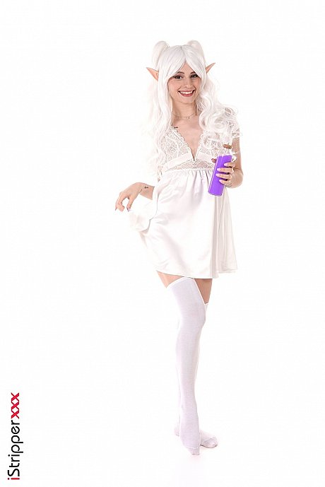 Platinum blondy cosplayer Christy White masturbates with a sex toy - Image 1 of 15  in Tiny Tits category   featuring Christy White 