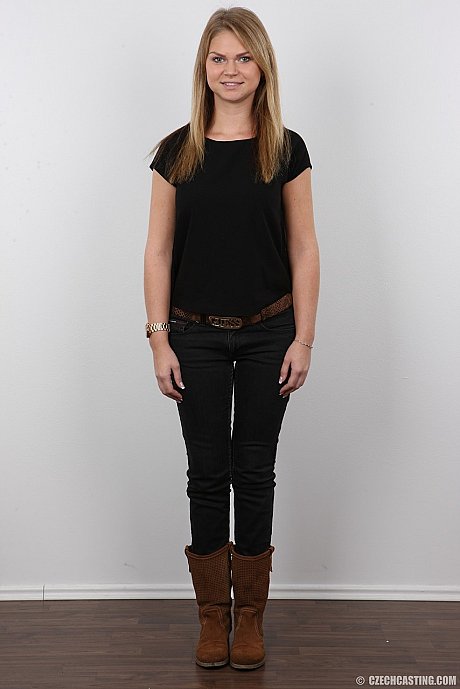 Appealing fresh teenie amateur Dominika posing in various stages of undress - Image 2 of 20  in Babe category   featuring Dominika 