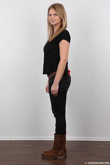 Appealing fresh teenie amateur Dominika posing in various stages of undress - Image 3 of 20  in Babe category   featuring Dominika 