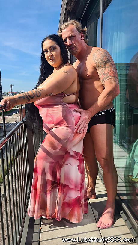 Meaty UK brunette Rosina Lux frees her enormous tits before showing her bald twat - Image 2 of 21  in Pussy category   featuring Rosina Lux 