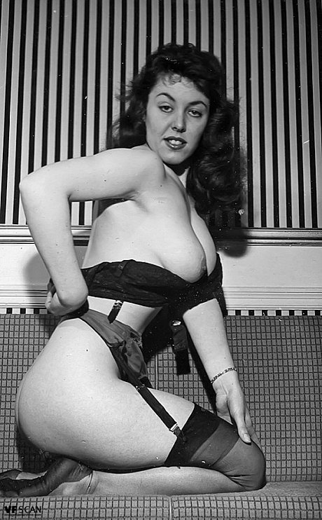 Pretty vintage models posing in pantyhose and garters to show silky cunt - Gallery #15225