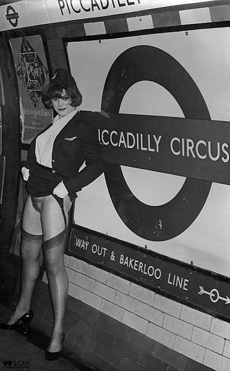 Pretty vintage models posing in pantyhose and garters to show silky cunt - Image 11 of 12  in Legs category  