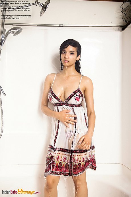 Indian solo chick girl woman takes off her wet dress to pose undressed in the bathtub - Image 6 of 16  in Babe category   featuring Shanaya 