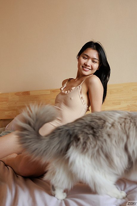 Stunning sweet amateur brunette babe Banana Li posing seductively in a solo - Image 6 of 12  in Babe category   featuring Banana Li 