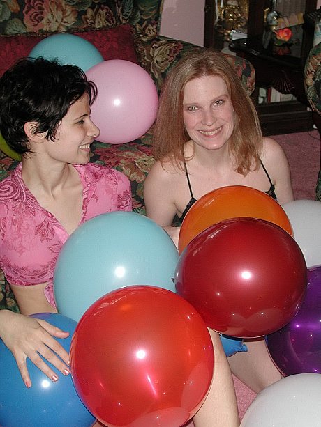 Amateur lesbians Addie, Roxanne strip & pose nude while playing with balloons - Image 1 of 20  in Lesbian category   featuring Roxanne, Addie 