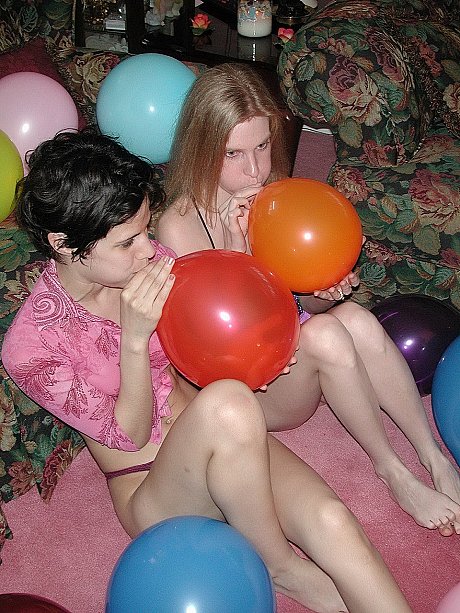 Amateur lesbians Addie, Roxanne strip & pose nude while playing with balloons - Image 3 of 20  in Lesbian category   featuring Roxanne, Addie 