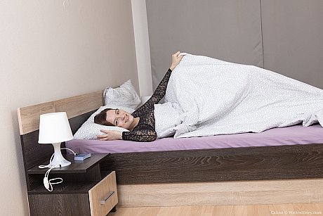 Brunette amateur Calina strips naked & spreads her hairy snatch up close - Image 1 of 20  in Pussy category   featuring Calina 