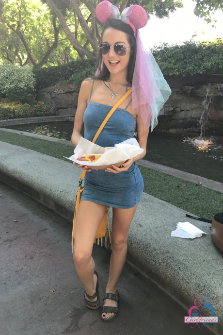 Young Lily Adams unveils her yummy vagina after showing her tiny melons in public - #1133236