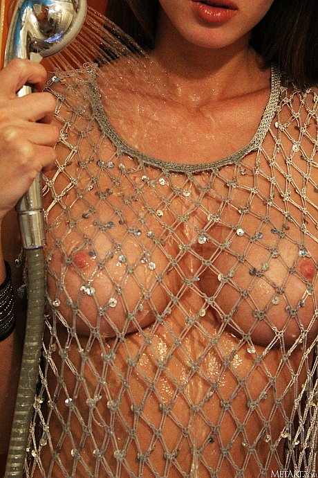 Brunette young Holly Haim strips & washes her gigantic titties in the shower - Image 4 of 21  in Model category   featuring Holly Haim 