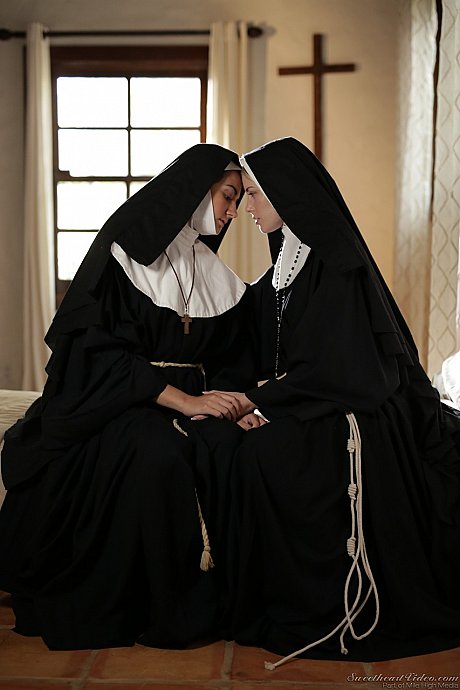 Fresh teen nun goes topless and sticks hr tongue out to a priest to atone her sins - Image 2 of 21  in Lesbian category   featuring Lily Adams, Charlotte Stokely 