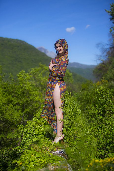 Pretty babe with gigantic boobs spreads & fingers her tight pink twat outdoors - Image 14 of 14  in Masturbation category  