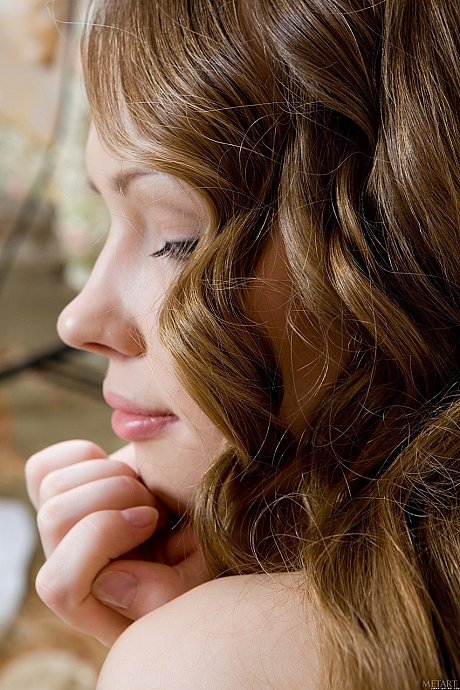 Long-haired young Virginia Sun showing her petite body in yellow stockings - Image 14 of 20  in Babe category   featuring Virginia Sun 