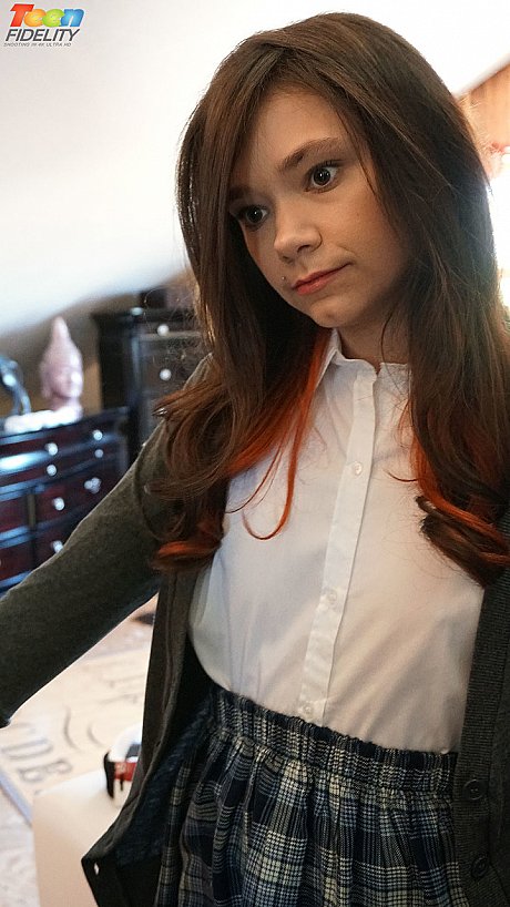 Brunette schoolgirl Rhaya Shyne bares her small boobs in the classroom - Image 14 of 16  in Teen category   featuring Ryan Madison, Rhaya Shyne 