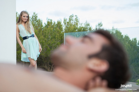 Pretty blondie teenie Anna P seduces her stepbro and rides his penis outdoors - #1212542