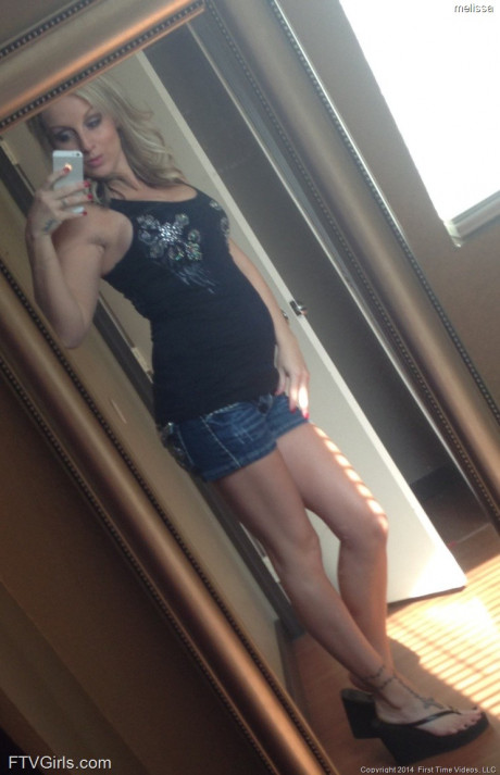 Monstrous pregnant blondie Melissa taking selfies in the mirror - #1167446