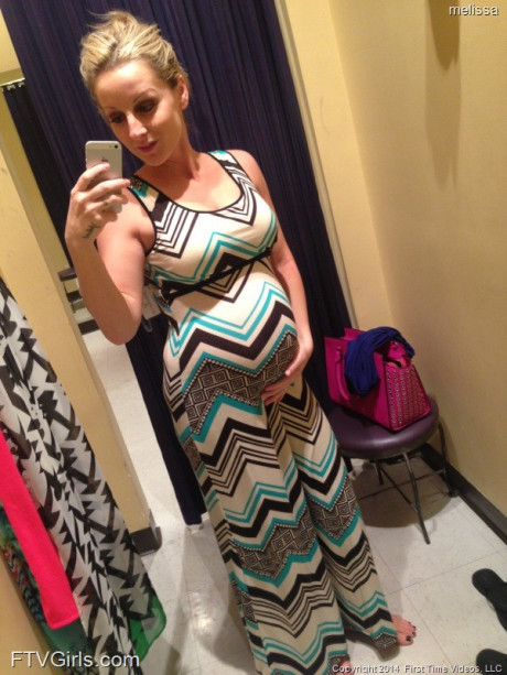 Monstrous pregnant blondie Melissa taking selfies in the mirror - #1167447