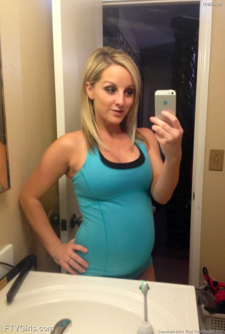 Monstrous pregnant blondie Melissa taking selfies in the mirror - #1167449