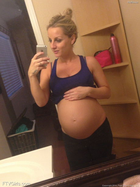 Monstrous pregnant blondie Melissa taking selfies in the mirror - #1167452