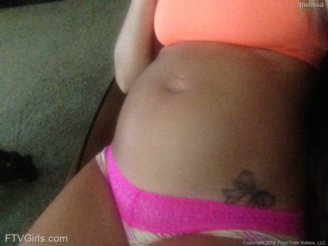 Monstrous pregnant blondie Melissa taking selfies in the mirror
