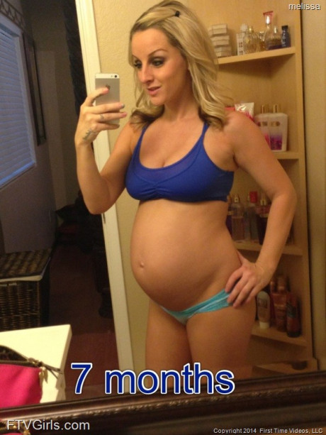 Monstrous pregnant blondie Melissa taking selfies in the mirror - #1167454