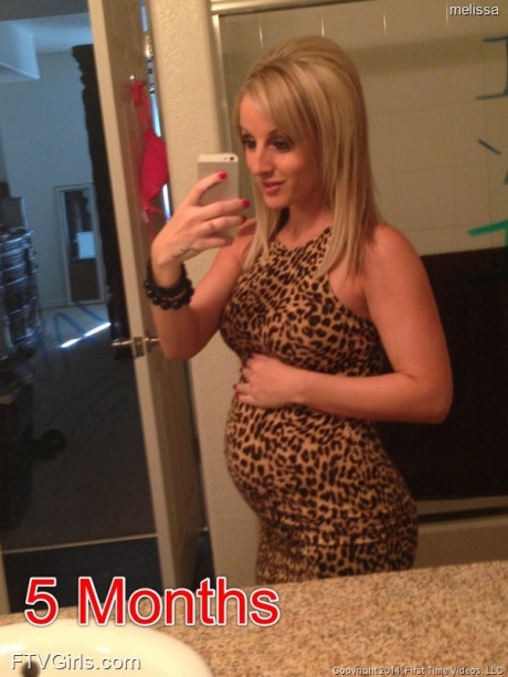 Monstrous pregnant blondie Melissa taking selfies in the mirror - #1167455