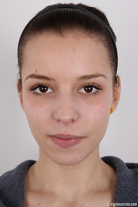 Fresh teenie brunette peels away her jeans and bra to stand in her birthday suit - Image 1 of 20  in Babe category   featuring Linda 