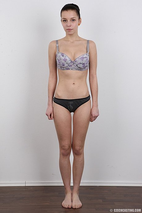 Fresh teenie brunette peels away her jeans and bra to stand in her birthday suit - Image 7 of 20  in Babe category   featuring Linda 