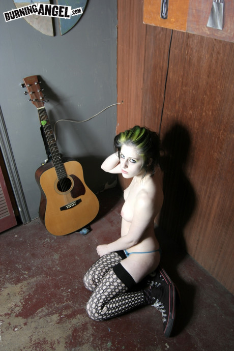 Goth misfit Rubella loses her clothes to display her soft body and perky titties - #825071