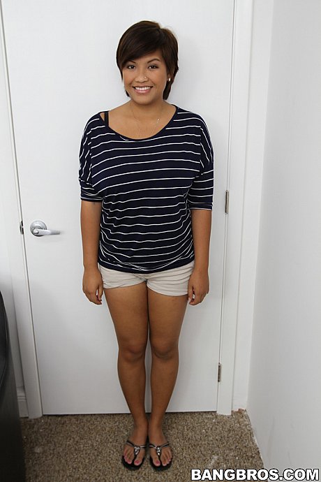 Short haired sweetie Reina revealing her enormous natural melons at audition - Image 2 of 16  in Lesbian category   featuring Reina Lee 