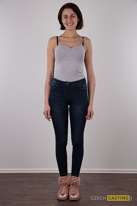 First timer Zaneta takes a chair on a stool after getting completely nude - Image 2 of 20  in Pussy category   featuring Zaneta 