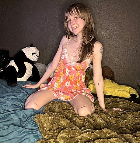 Attractive amateur young Teensy Bella poses seductively in her nightgown - Image 4 of 11  in Teen category   featuring Teensy Bella 