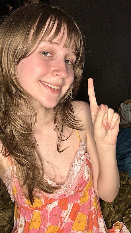 Attractive amateur young Teensy Bella poses seductively in her nightgown - Image 5 of 11  in Teen category   featuring Teensy Bella 